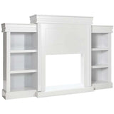 70" Fireplace Mantel TV Stand with Storage Shelves, Freestanding Wood Media Console for 28.5" Fireplace Insert, Living Room & Bedroom