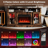 58" Electric Fireplace TV Stand for 65" TVs, Entertainment Center with 28" Fireplace Heater Insert, LED Lights, Remote Control & Storage