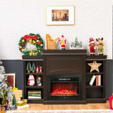70" Fireplace Mantel TV Stand with Storage Shelves, Freestanding Wood Media Console for 28.5" Fireplace Insert, Living Room & Bedroom