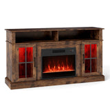 58" Electric Fireplace TV Stand for 65" TVs, Entertainment Center with 28" Fireplace Heater Insert, LED Lights, Remote Control & Storage