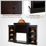 70" Fireplace Mantel TV Stand with Storage Shelves, Freestanding Wood Media Console for 28.5" Fireplace Insert, Living Room & Bedroom