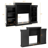 70" Fireplace Mantel TV Stand with Storage Shelves, Freestanding Wood Media Console for 28.5" Fireplace Insert, Living Room & Bedroom